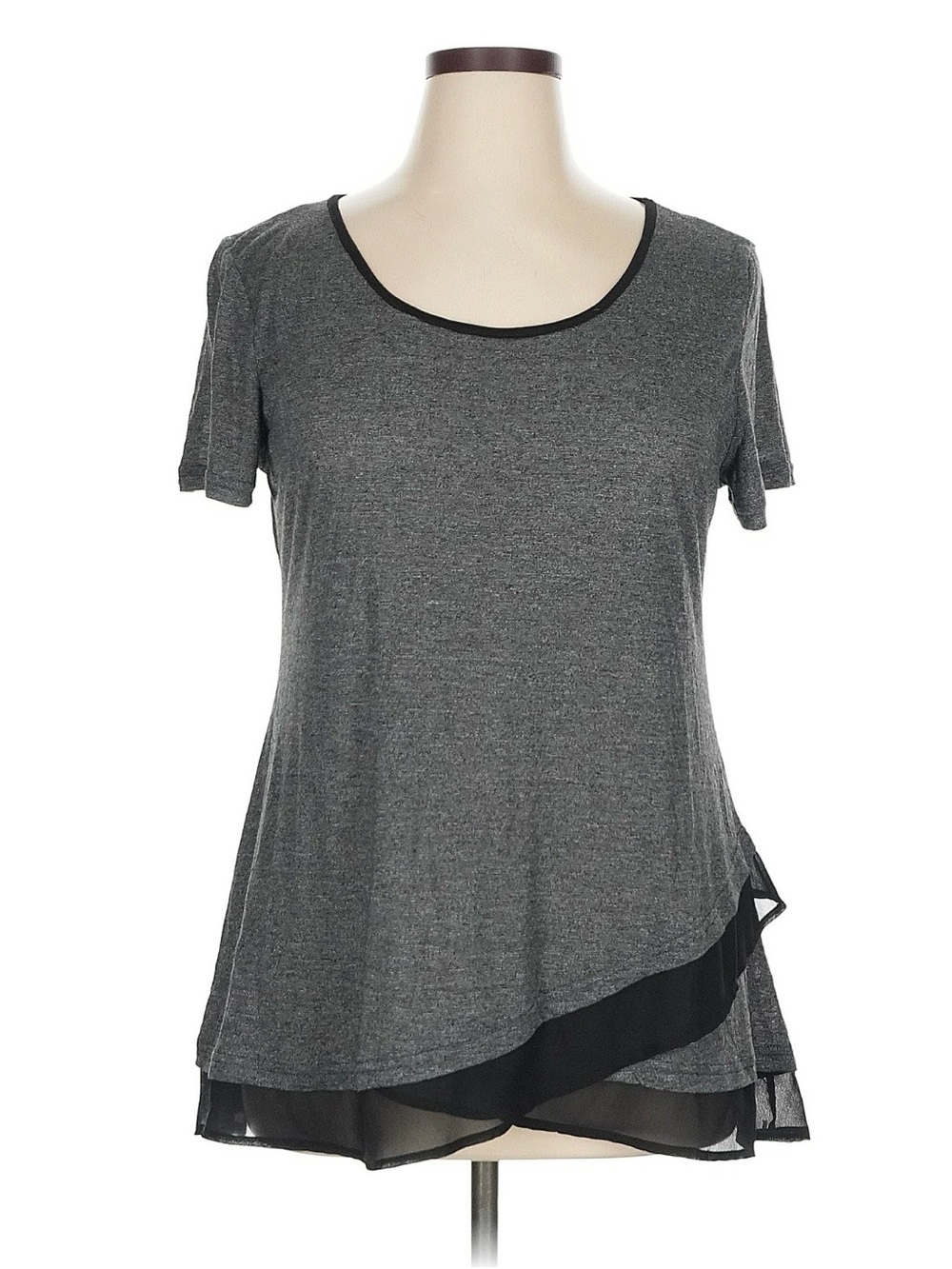 ❤️ Women's Gray Layered Hem Tee Size XL